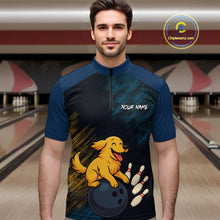 Load image into Gallery viewer, Funny Golden Retriever Dog Bowling Shirt for Men Custom Polo &amp; Quarter-Zip Bowling Team Jersey QZT760