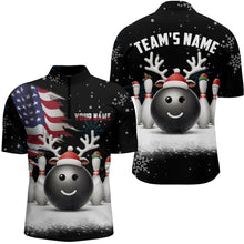 Load image into Gallery viewer, Custom Christmas Bowling Team Shirts Multicolor Quarter Zip Bowling Jersey for Men QZT485