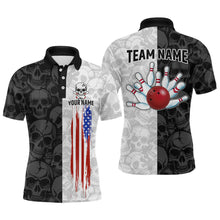 Load image into Gallery viewer, American Flag Bowling Team Shirt Polo 1/4-Zip Patriotic Bowling Jersey for Men Halloween Gift QZT729