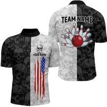 Load image into Gallery viewer, American Flag Bowling Team Shirt Polo 1/4-Zip Patriotic Bowling Jersey for Men Halloween Gift QZT729