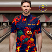Load image into Gallery viewer, Custom Red Flame Funny Chicken for Men Bowling Team Jersey Bowling League Shirt Polo &amp; 1/4-Zip QZT762