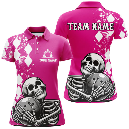 Skull Bowling Shirt for Women Custom Bowling Jersey Bowling Polo Shirt QZT245