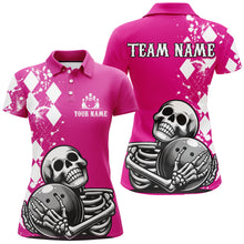 Load image into Gallery viewer, Skull Bowling Shirt for Women Custom Bowling Jersey Bowling Polo Shirt QZT245