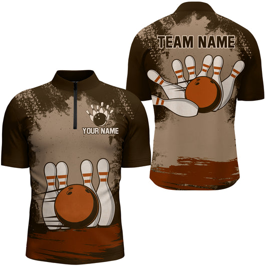 Personalized Bowling Team Shirts Multicolor Men's Bowling Shirt Quarter Zip Bowling QZT490