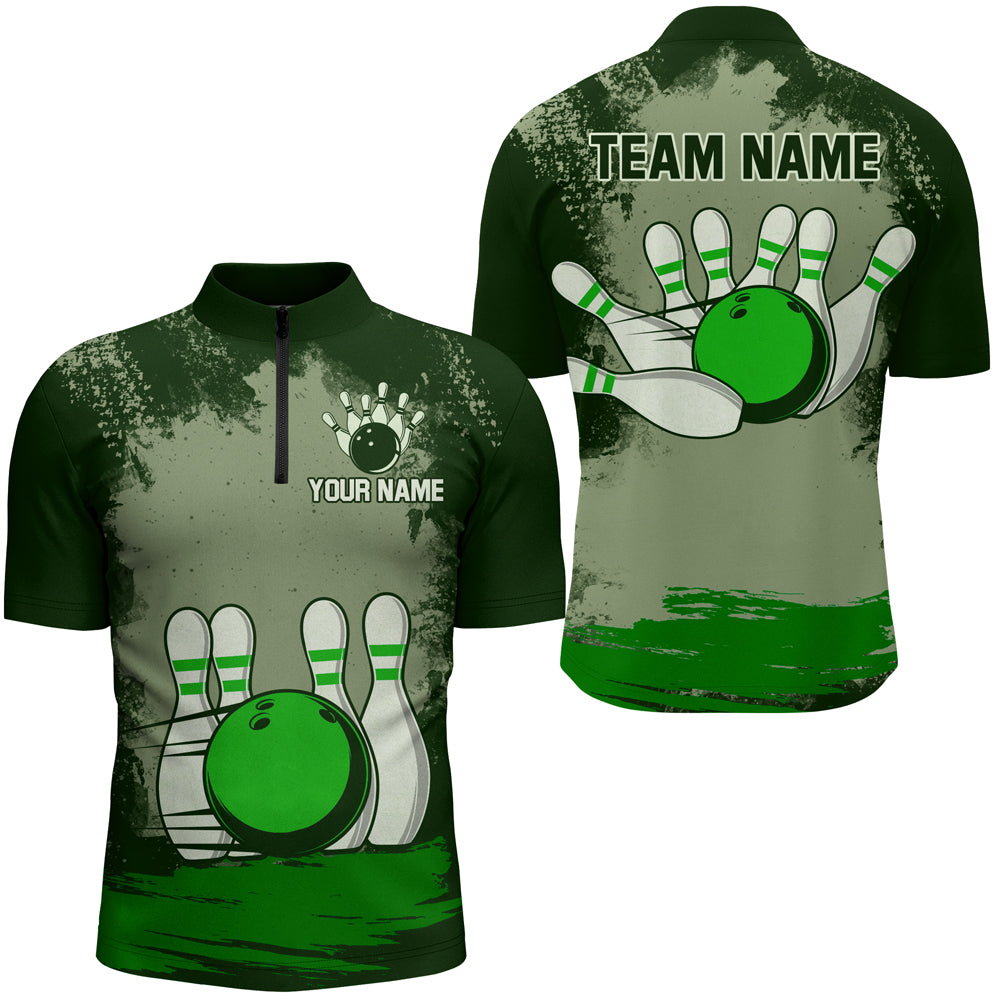 Personalized Bowling Team Shirts Multicolor Men's Bowling Shirt Quarter Zip Bowling QZT490