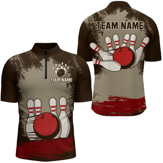Personalized Bowling Team Shirts Multicolor Men's Bowling Shirt Quarter Zip Bowling QZT490