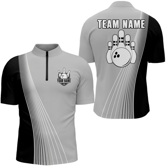 Camo Bowling Quarter-Zip Shirt Custom Bowling Jersey for Men Bowling Team League QZT233