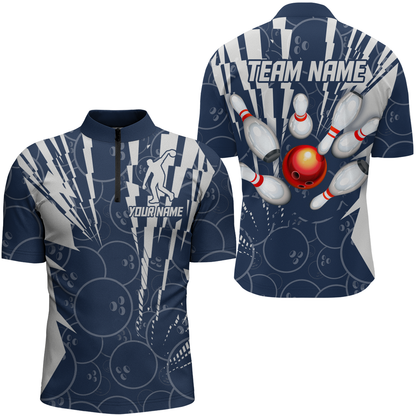 Custom Bowling Shirts Camo Bowling Jersey 1/4 Zip Shirt for Men Bowling QZT415