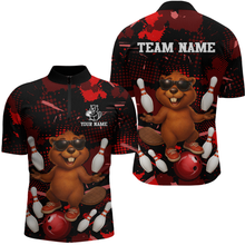 Load image into Gallery viewer, Custom Red Funny Beaver Bowling Team Shirt Men Bowling League Jersey Polo Bowling Outfit QZT764