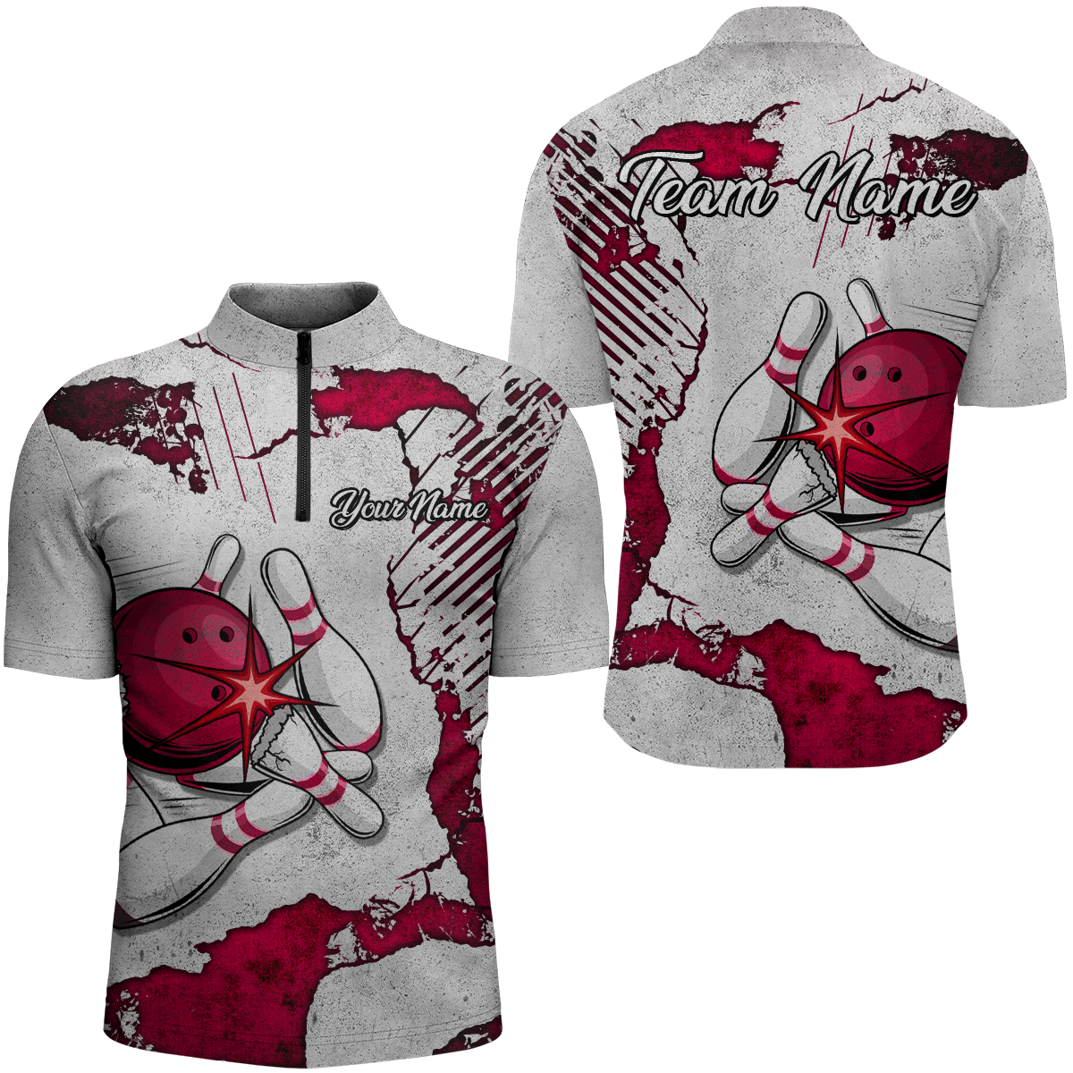 Personalized Unisex Bowling Jersey Quarter Zip Bowling Team Shirt for Men Bowler Gift QZT498
