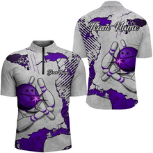 Load image into Gallery viewer, Personalized Unisex Bowling Jersey Quarter Zip Bowling Team Shirt for Men Bowler Gift QZT498