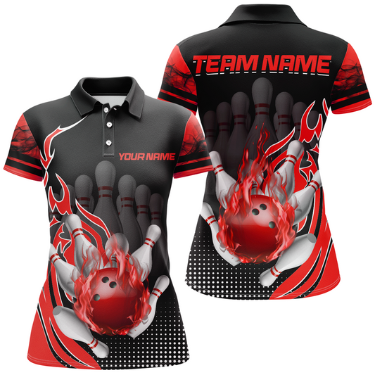 Personalized Flame Bowling Shirts Women Bowling Team League Polo Bowling QZT410