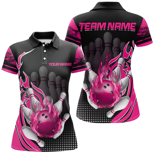 Personalized Flame Bowling Shirts Women Bowling Team League Polo Bowling QZT410