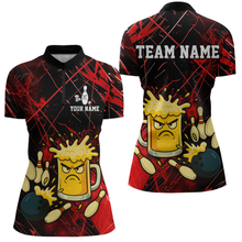 Load image into Gallery viewer, Custom Red Funny Beer Bowling Shirt Team Bowling League Jersey for Women Bowling Outfit QZT767