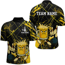 Load image into Gallery viewer, Custom Yellow Funny Beer Bowling Shirt Team Bowling League Jersey for Men Bowling Outfit QZT767