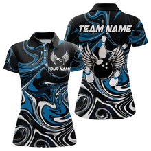 Load image into Gallery viewer, Personalized Bowling Shirt for Men and Women Bowling Team Jersey Blue Polo Shirt QZT601