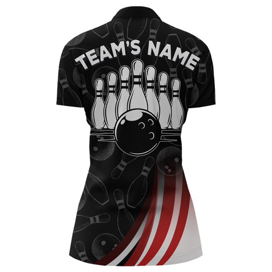 Bowling Shirt American Flag Camo Bowling Jersey Customized for Women 1/4 Zip Bowling Team League QZT262