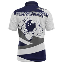Load image into Gallery viewer, Custom Bowling Shirt for Men Navy &amp; Grey Bowling Jersey Bowling Team League Polo Shirt QZT1