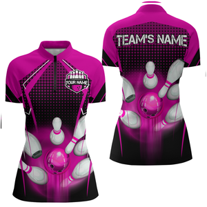 Personalized Bowling Shirts for Women 1/4 Zip 3D Bowling Team League Bowling Gifts QZT423