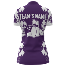 Load image into Gallery viewer, Purple White Bowling Shirt Unisex Custom Bowling Jersey Quarter-Zip Bowling Shirt for Women QZT264