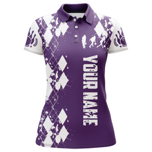 Load image into Gallery viewer, Purple White Bowling Shirt Unisex Custom Bowling Jersey Polo Bowling Shirt for Women QZT264