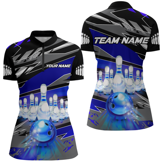 Personalized Bowling Shirt for Women Bowling Jersey with Name Team Name 1/4 Zip Shirt Unisex QZT267