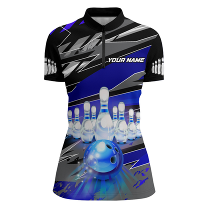 Personalized Bowling Shirt for Women Bowling Jersey with Name Team Name 1/4 Zip Shirt Unisex QZT267