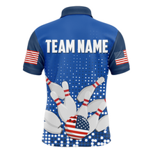 Load image into Gallery viewer, Navy Bowling Shirt Customized Polo Shirt for Men Bowling Team with Name QZT271