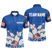 Load image into Gallery viewer, Navy Bowling Shirt Customized Polo Shirt for Men Bowling Team with Name QZT271