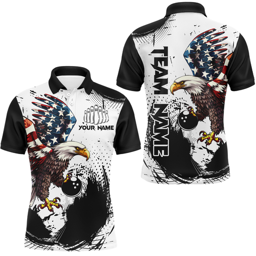 Personalized Eagle Bowling Shirts Patriotic Bowling Jersey for Men Polo Shirt QZT307
