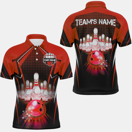 Personalized Bowling Jersey with Name Bowling Team Jersey Bowling Polo Shirt for Men QZT59