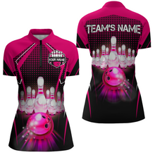 Load image into Gallery viewer, Personalized Bowling Shirt Bowling Team Jersey Bowling Quarter-Zip Shirt Women QZT59