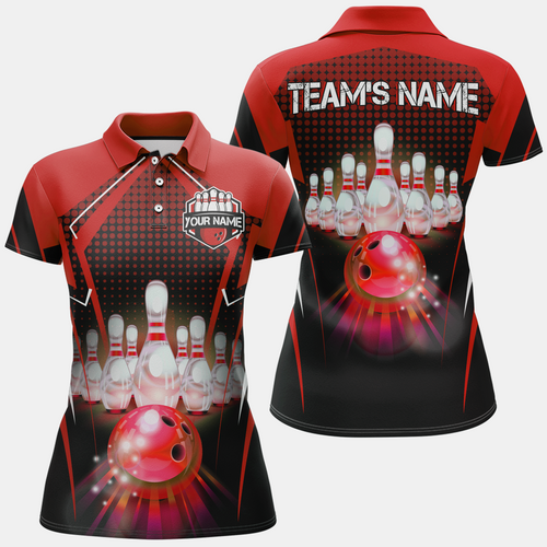 Custom Bowling Shirt with Name Bowling Team Jersey Bowling Polo Shirt Women QZT59