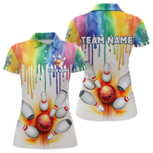 Load image into Gallery viewer, Rainbow Bowling Shirt for Men Women Personalized Polo Bowling Jersey Bowling Outfit QZT680