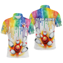 Load image into Gallery viewer, Rainbow Bowling Shirt for Men Women Personalized Polo Bowling Jersey Bowling Outfit QZT680