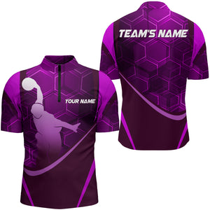 Custom Bowling Shirt for Men Bowling Jersey Bowling Team League Quarter-Zip Shirt QZT28