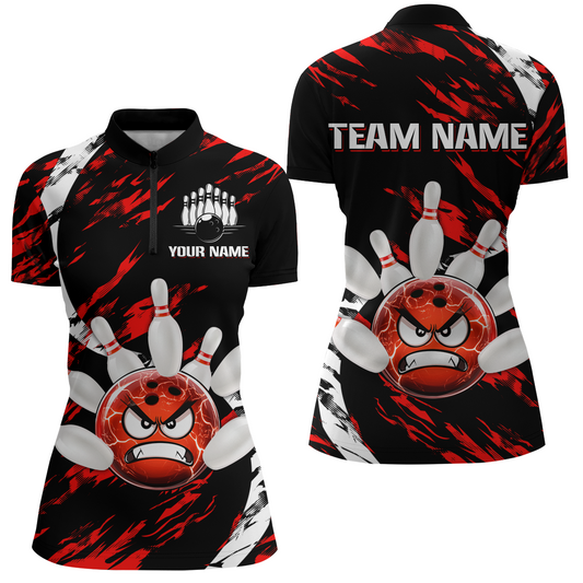 Women's Bowling Shirt Custom Bowling Jersey 1/4 Zip Bowling Multicolor Team Shirts QZT483