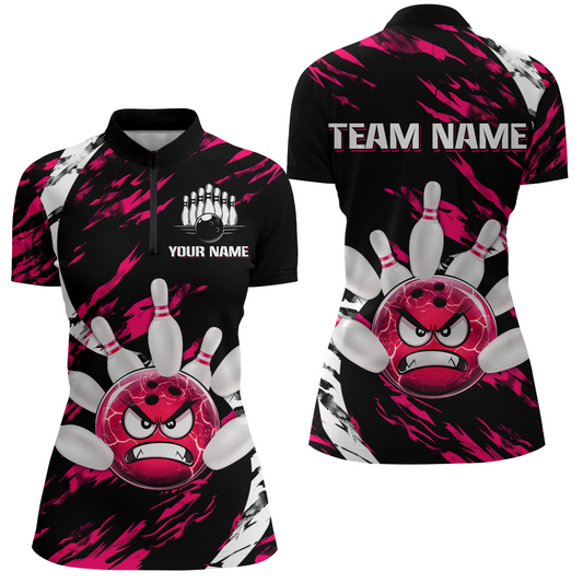 Women's Bowling Shirt Custom Bowling Jersey 1/4 Zip Bowling Multicolor Team Shirts QZT483