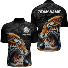 Load image into Gallery viewer, Custom Tiger Bowling Shirt Tiger Bowling Team League Unisex Quarter-Zip Bowling Outfit QZT638