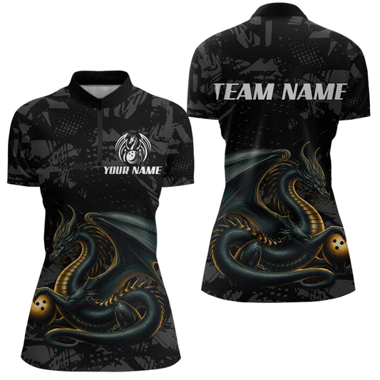 Dragon Bowling Team Shirt Custom Dragon Bowling Jersey 1/4-Zip Bowling Performance QZT640