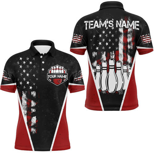 American Bowling Polo Shirt for Men Custom Bowling Team Jersey Bowling Shirt QZT37