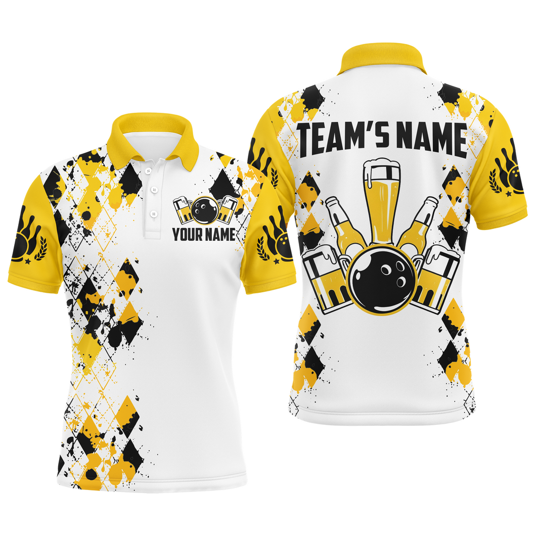 Personalized Beer Bowling Team Jerseys Unisex Polo Bowling Shirt for Men Women QZT542