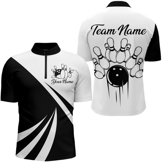 Camo Bowling Quarter-Zip Shirt Custom Bowling Jersey for Men Bowling Team League QZT226
