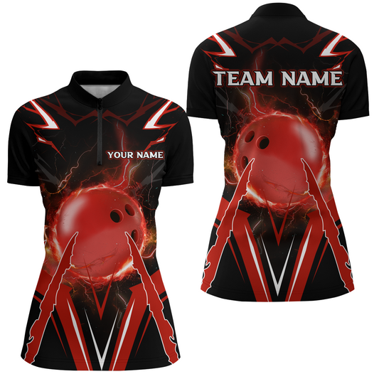 Personalized Bowling Team Shirts for Women Quarter Zip Bowling Multicolor QZT455