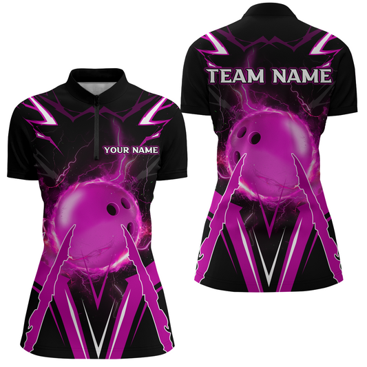 Personalized Bowling Team Shirts for Women Quarter Zip Bowling Multicolor QZT455