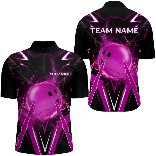 Personalized Bowling Team Shirts for Men Quarter Zip Bowling Shirt Multicolor QZT455