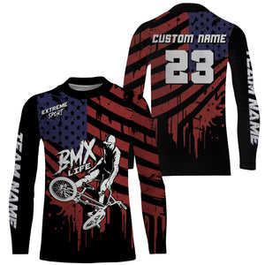 American Flag Bicycle Motocross Jersey upf30+ Patriotic BMX Racing Adult & Kid BMX Jersey| LUT07