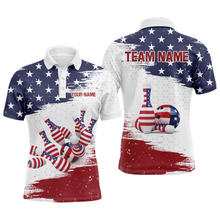 Load image into Gallery viewer, American Flag Bowling Polo Shirt Custom Bowling Jersey for Men Bowling Team League QZT52