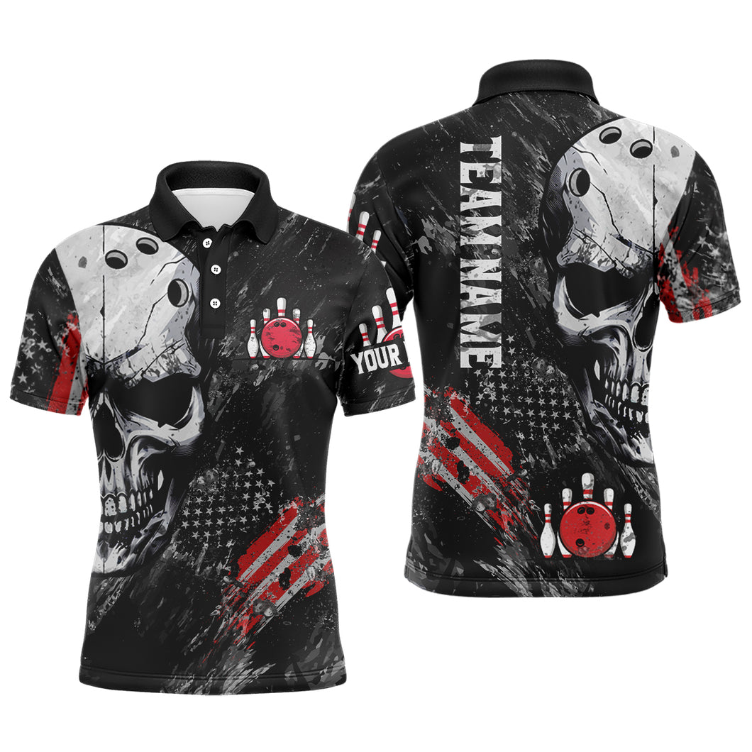 Custom Bowling Shirt for Men Skull Bowling Jersey Bowling Team League Polo Shirt QZT47-3