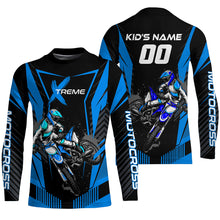 Load image into Gallery viewer, Extreme Dirt Bike Jersey Blue UPF30+ Custom Kid Men Women Motocross Riding Shirt Off-Road Jersey PDT669